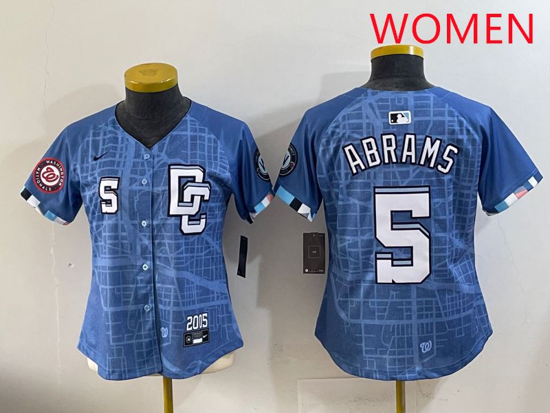 Women Washington Nationals 5 Abrams Joint Name 2025 Nike MLB Jersey style 3